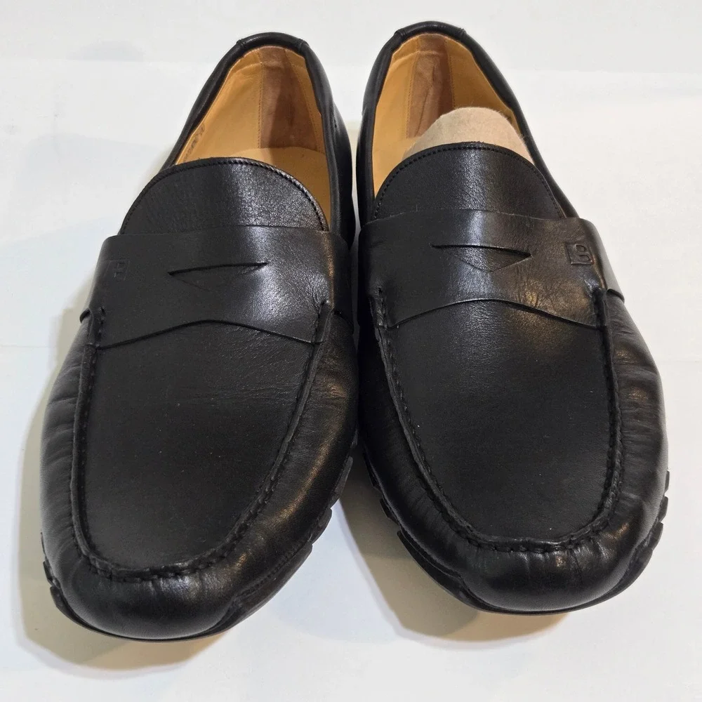 Bally Saturno Penny Loafer Mens 12D Black Leather Swiss Made Drivers Nearly New